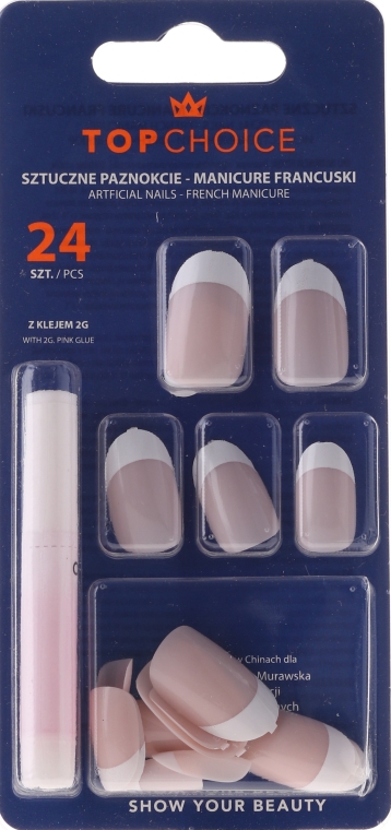 Накладные ногти "French Manicure", 74059 - Top Choice — фото N1