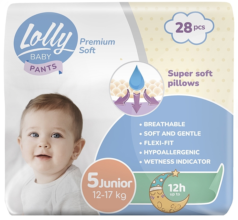 Подгузники-трусики Premium Soft Junior 5, 12-17 кг, 28 шт. - Lolly — фото N1