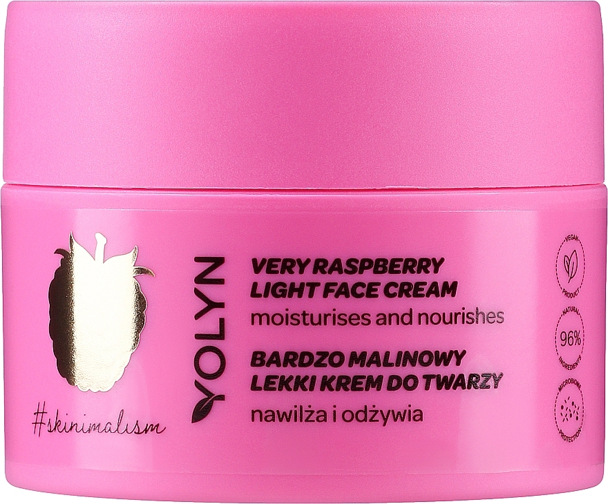 Зволожувальний крем для обличчя "Малина" - Yolyn Very Raspberry Face Cream — фото N1