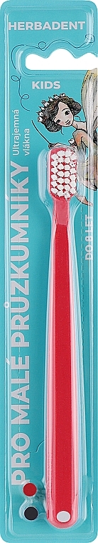 Зубная щетка детская, ультра мягкая, от 0-6 лет, красная - Herbadent Toothbrush — фото N1