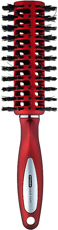 Кругла щітка для волосся, червона - Titania Salon Professional — фото N1
