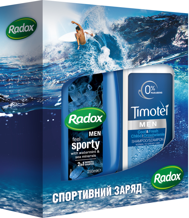 Набор "Спортивный заряд" - Radox Men Kit (sh/gel/250 + sham/400ml)