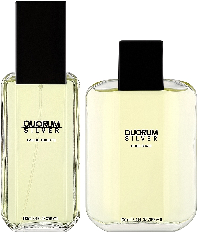 Antonio Puig Quorum Silver - Набор (edt/100ml + a/sh/lot/100ml) — фото N2