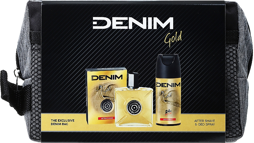 Denim Gold - Набор (ash/lot/100ml + deo/150ml + bag) — фото N1