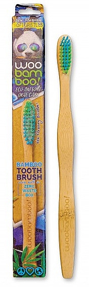 Детская зубная щетка, мягкая, зеленая + синяя - Woobamboo Toothbrush Kids Zero Waste — фото N1