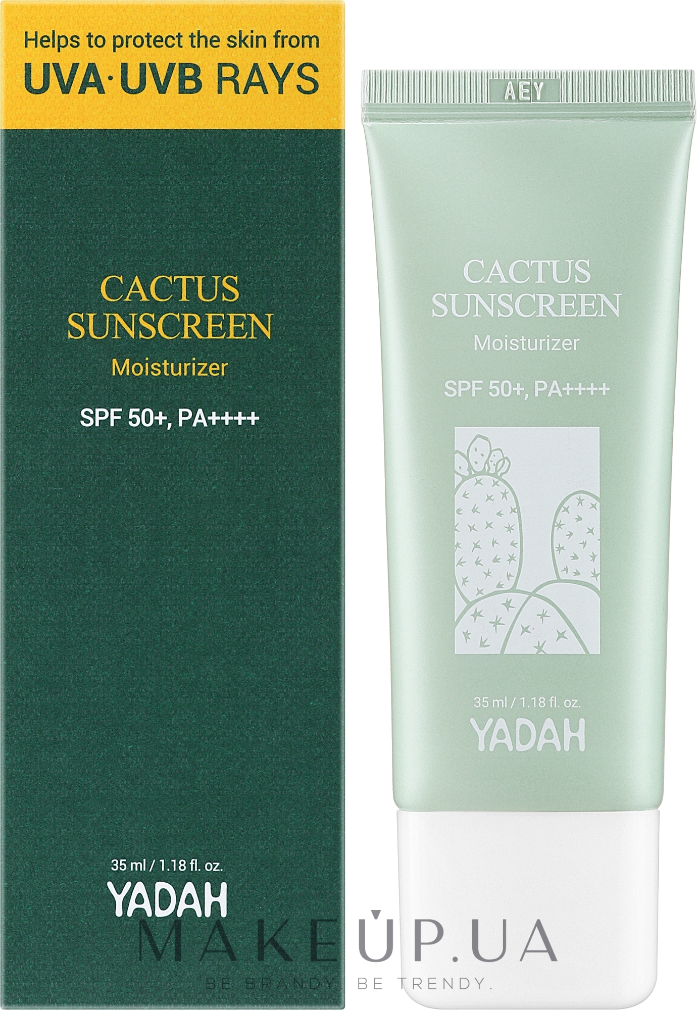 Солнцезащитный увлажняющий крем - Yadah Cactus Sunscreen Moisturizer SPF50+ PA++++ — фото 35ml