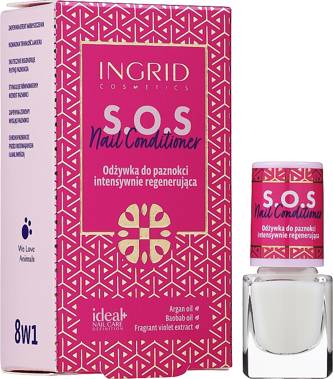 Укрепляющий кондиционер для ногтей 8 в 1 - Ingrid Cosmetics Ideal Nail Care Definition SOS 8 in 1 Conditioner — фото N2