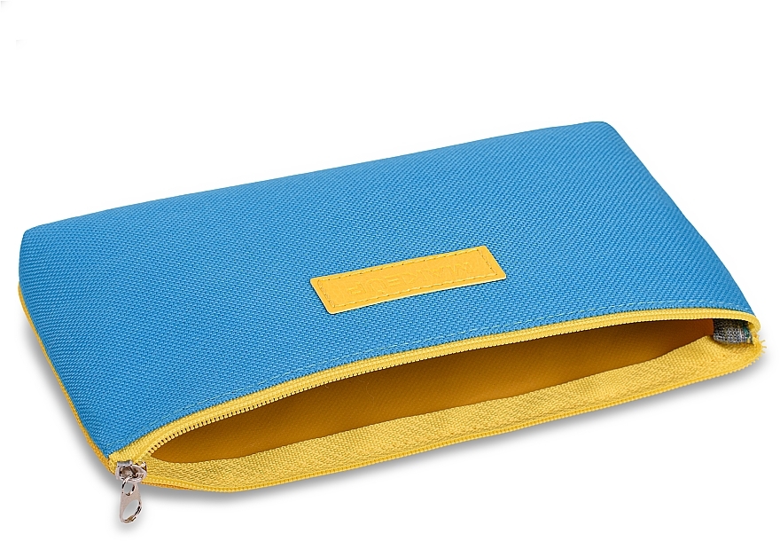Косметичка тканевая, сине-желтая 19x10x2 см "Freedom" - MAKEUP Cosmetic Bag Blue Yellow — фото N3