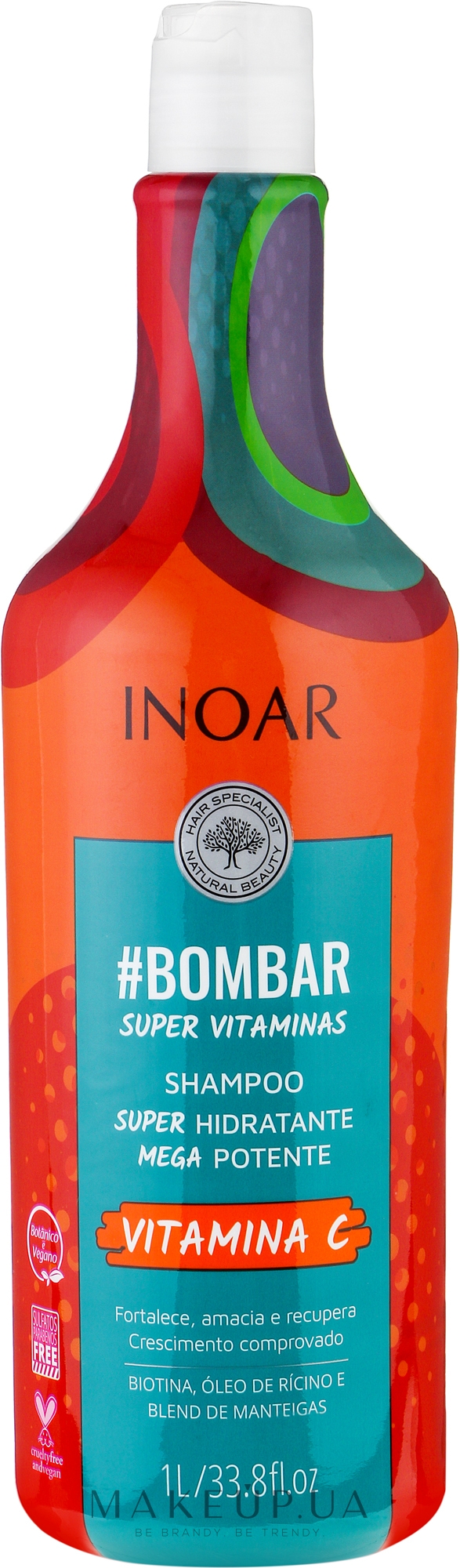 Безсульфатний шампунь "Вітамін С" для росту волосся - Inoar Bombar Shampoo — фото 1000ml