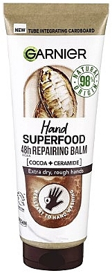 Відновлювальний крем для рук, з какао - Garnier Hand Superfood 48H Repairing Balm — фото N1