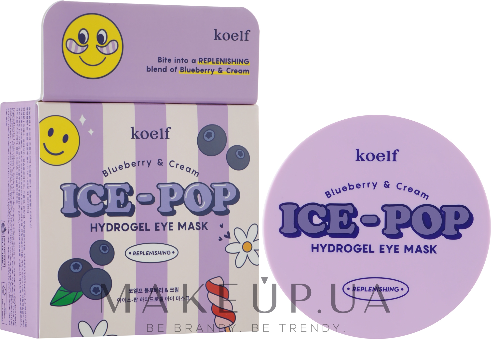 Гидрогелевые патчи под глаза с голубикой и сливками - Petitfee & Koelf Blueberry & Cream Ice-Pop Hydrogel Eye Mask — фото 60шт