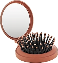Парфумерія, косметика Щітка для волосся із дзеркалом, Pf-241, коричнева - Puffic Fashion