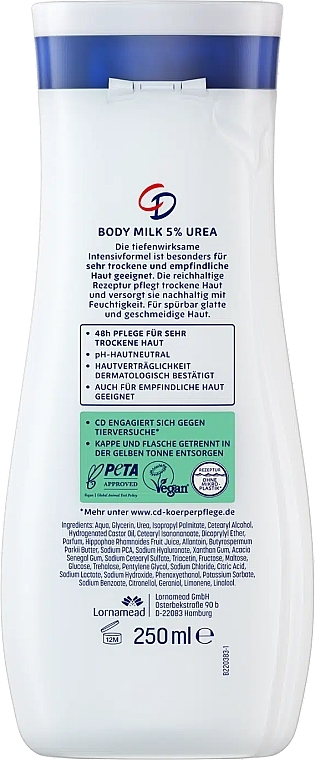 Молочко для тіла з сечовиною - CD Body Milk 5% Urea — фото N2