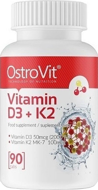 Харчова добавка "Вітамін D3 + K2", у таблетках - OstroVit Vitamin D3 + K2 — фото N2