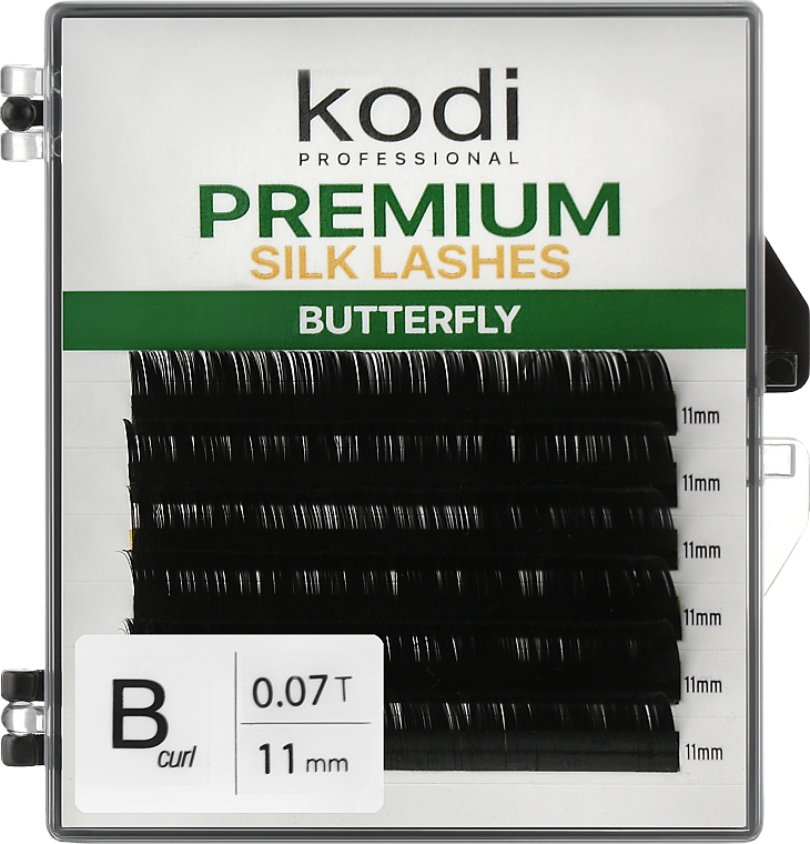 Накладні вії Butterfly Green B 0.07 (6 рядів: 11 мм) - Kodi Professional — фото N1