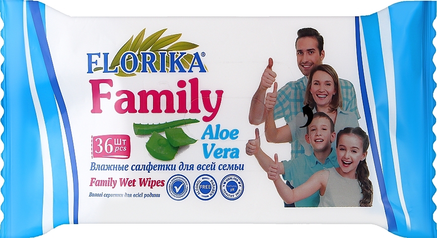 Влажные салфетки для всей семьи "Алоэ вера" - Florika Family Wet Wipes Aloe Vera — фото N1
