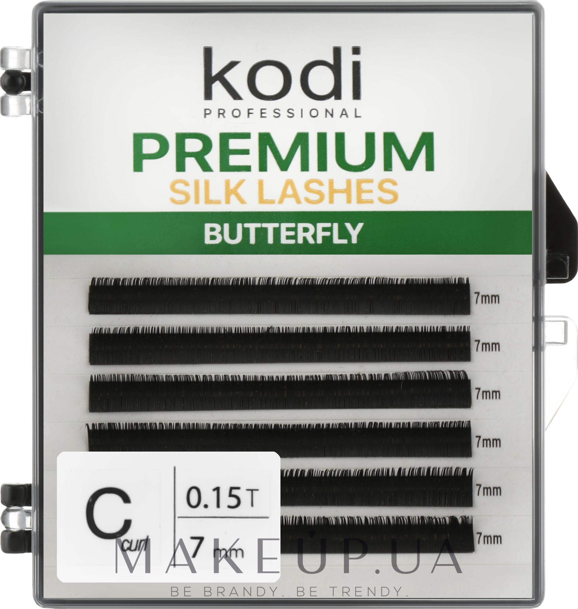 Накладные ресницы Butterfly Green C 0.15 (6 рядов: 7 mm) - Kodi Professional — фото 1уп