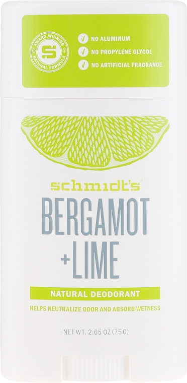Натуральний дезодорант - Schmidt's Naturals Deodorant Stick Bergamot Lime — фото N1