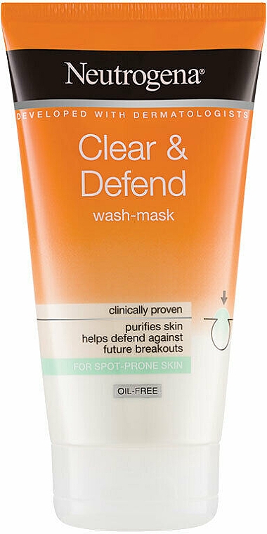 Маска для лица 2в1 - Neutrogena Clear & Defend 2 in 1 Wash-Mask — фото N1