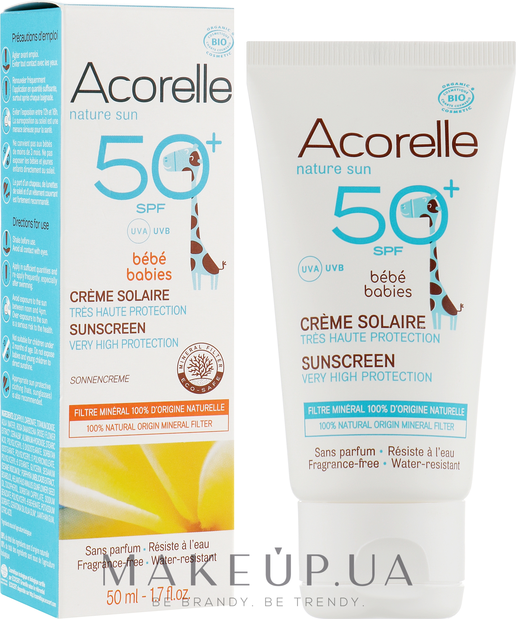 Сонцезахисний крем для дітей - Acorelle Baby Sunscreen Very High Protection SPF50 — фото 50ml
