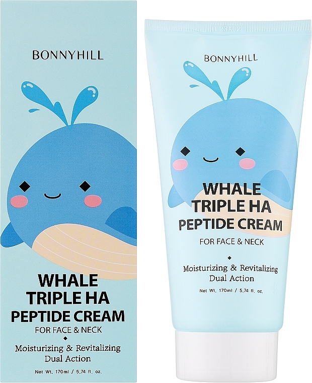 Крем для обличчя та шиї з гіалуроновою кислотою та пептидами - Bonnyhill Whale Triple HА Peptide Cream — фото N2