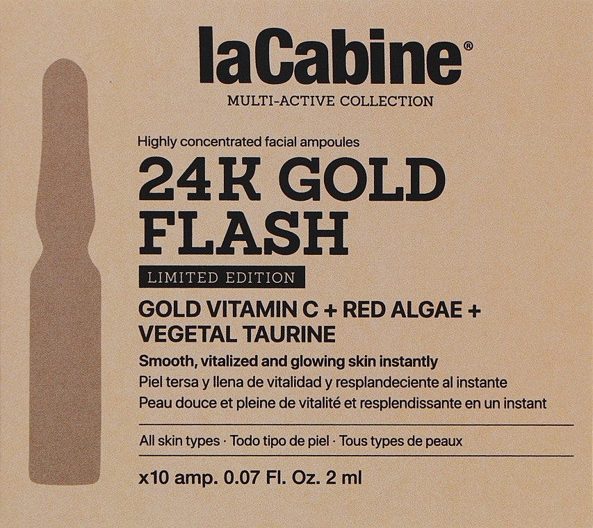 Высококонцентрированные ампулы с эффектом мгновенного сияния кожи лица - La Cabine 24K Gold Flash Ampoules — фото N3