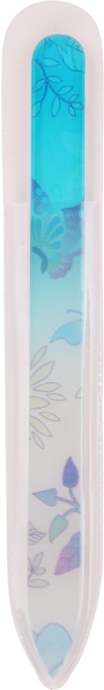 Скляна пилочка з квітковим принтом, блакитна - Tools For Beauty Glass Nail File With Flower Printed — фото N1