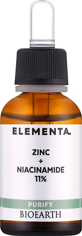 Сироватка для обличчя "Цинк + ніацинамід 11%" - Bioearth Elementa Purify Zinc + Niacinamide 11% — фото N1