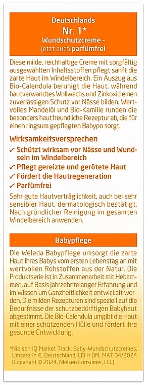 Дитячий крем без запаху під підгузок від попрілостей "Календула" - Weleda Calendula Fagrance Free Babycream — фото N3