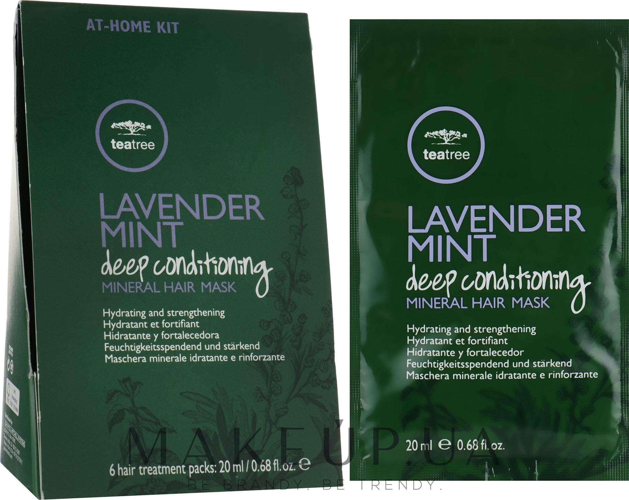 Набор увлажняющих и укрепляющих масок "Лаванда и мята" - Paul Mitchell Tea Tree Lavender Mint Deep Conditioning Mineral Hair Mask Set — фото 6x20ml