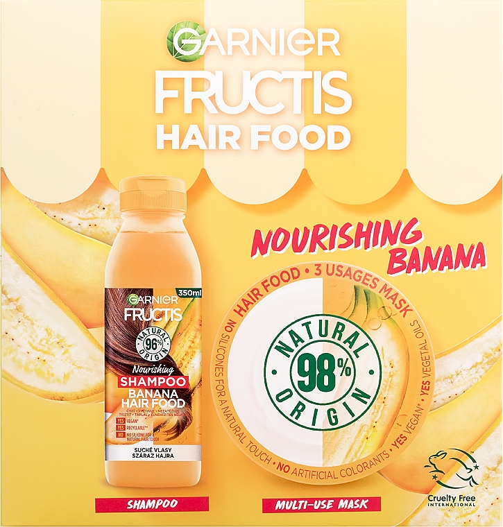 Набір - Garnier Fructis Hair Food Banana (h/shampoo/350ml + h/mask/390ml) — фото N2