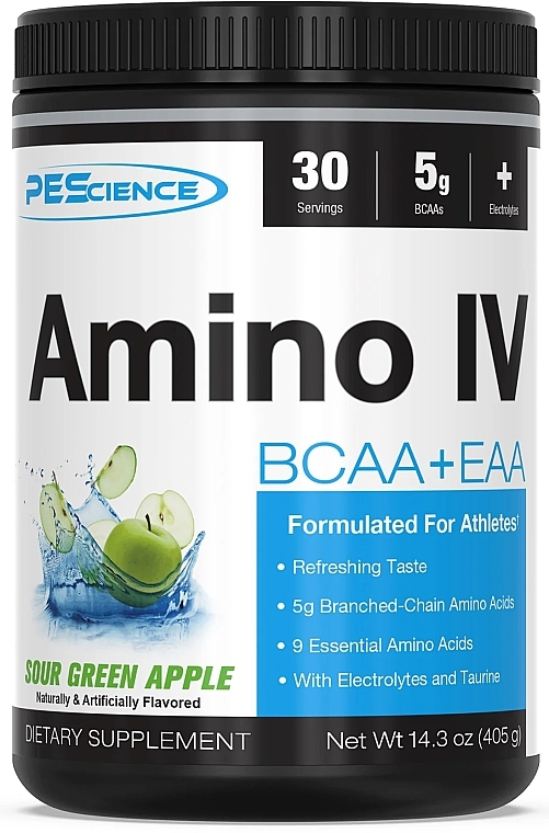 Харчова добавка "Зелене яблуко" - PEScience Amino IV Sour Green Apple — фото N1