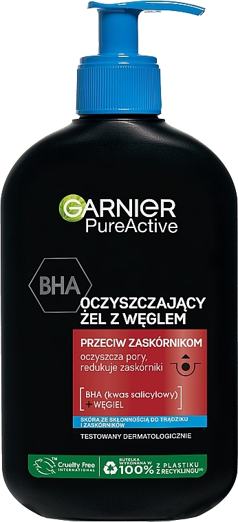 Гель для вмивання від чорних цяток - Garnier Pure Active BHA Charcoal Cleansing Gel — фото N1