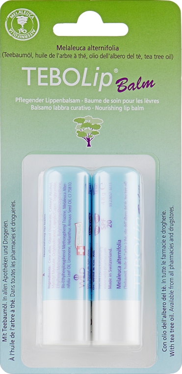 Питательный бальзам для губ с маслом чайного дерева - Dr. Wild TeboLip Balm Melaleuca Alternifolia (lip/balm/2x4.8g)