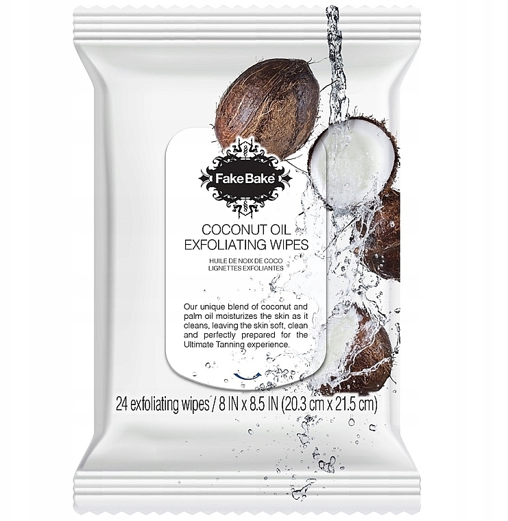 Вологі серветки "Кокос", 24 шт. - Fake Bake Coconut Exfoliating Wipes — фото N1