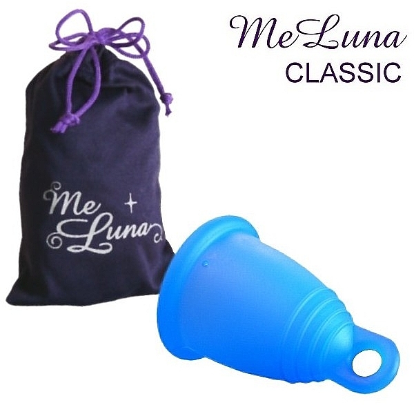 Менструальная чаша с петлей, размер M, синяя - MeLuna Classic Menstrual Cup Ring — фото N1