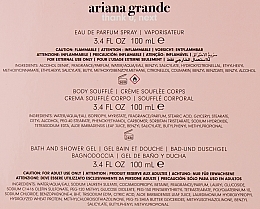 Ariana Grande Thank U, Next - Набор (edp/100ml + b/lot/100ml + sh/gel/100ml) — фото N4