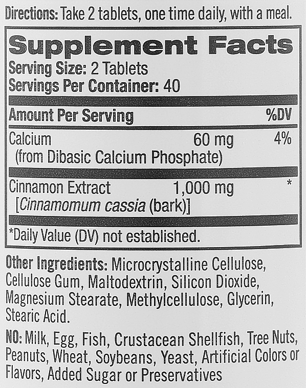 Екстракт кориці для зниження цукру, 1000 мг - Natrol Cinnamon Extract — фото N2