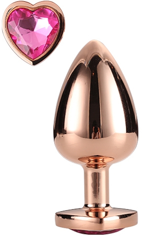 Анальная пробка маленького размера с драгоценным камнем - Dream Toys Gleaming Love Rose Gold Plug Small — фото N1
