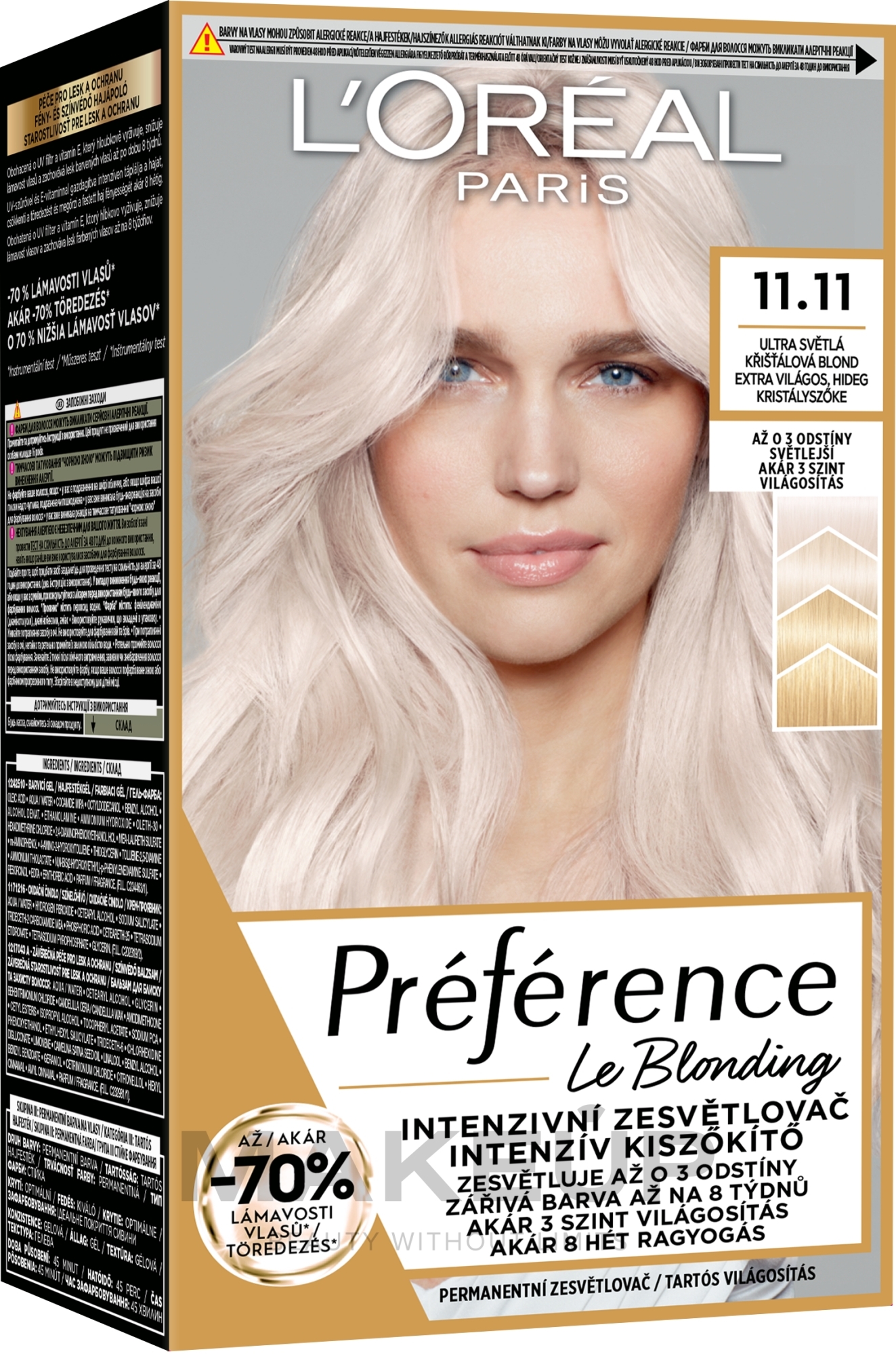Краска для волос - L'Oreal Paris Preference Le Blonding — фото 11.11 - Ultra Light Cold Crystal Blonde