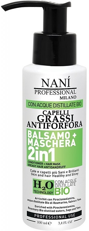Маска-кондиционер для склонных к жирности и перхоти волос - Nanì Professional Milano Greasy Hair Antidandruff Conditioner + Hair Mask — фото N1
