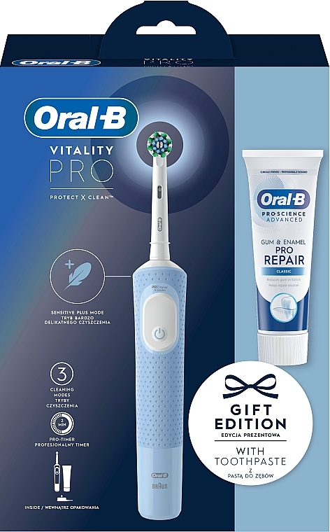 Набор - Oral-B Vitality Pro Blue (t/paste/75ml + t/brush) — фото N1