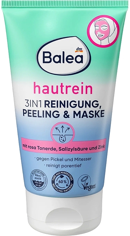 Очищувальна пілінг-маска для обличчя - Balea Hautrein 3in1 Peeling Maske