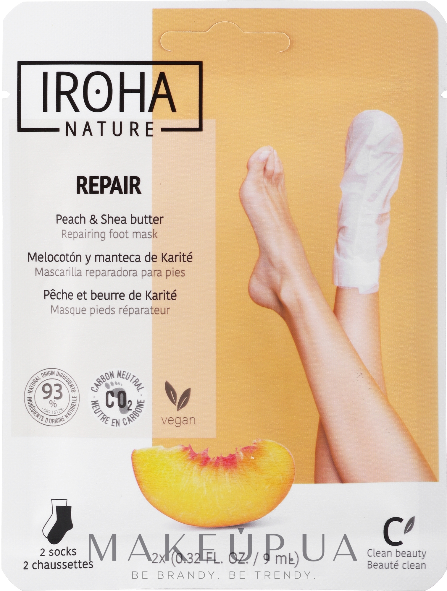 Маска для ног - Iroha Nature Repair Peach Socks Foot Mask — фото 2x9ml