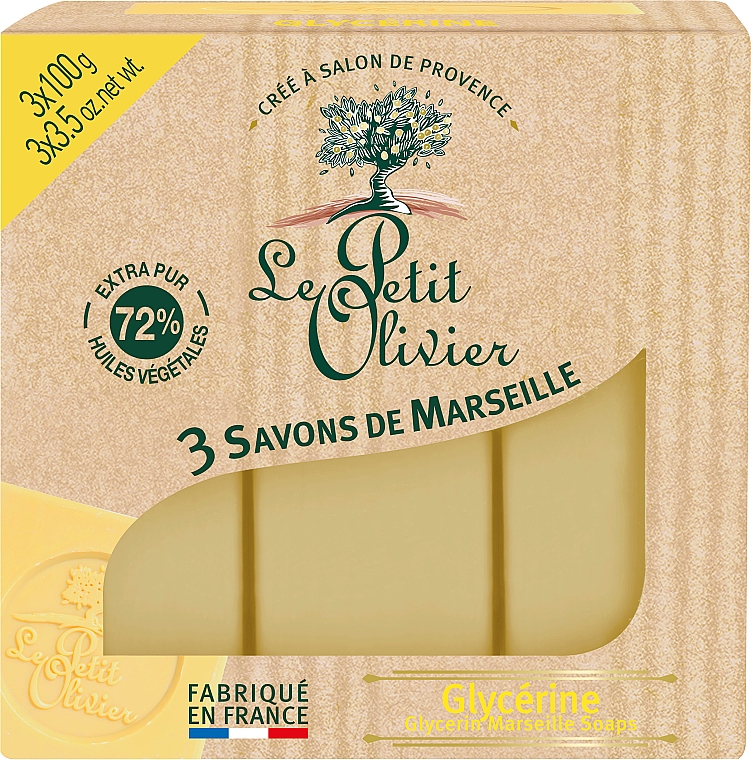 3 традиционных мыла Глицерин - Le Petit Olivier 3 traditional Marseille soaps Glycerin