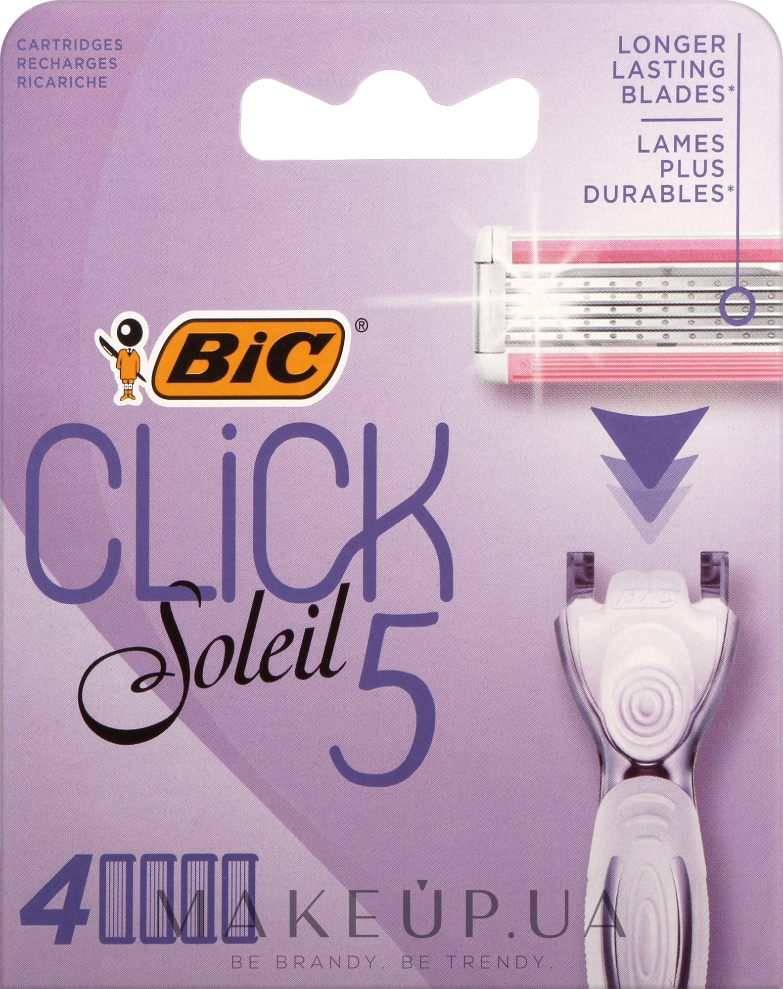 Сменные кассеты, 4 шт - Bic Click 5 Soleil Sensitive — фото 4шт