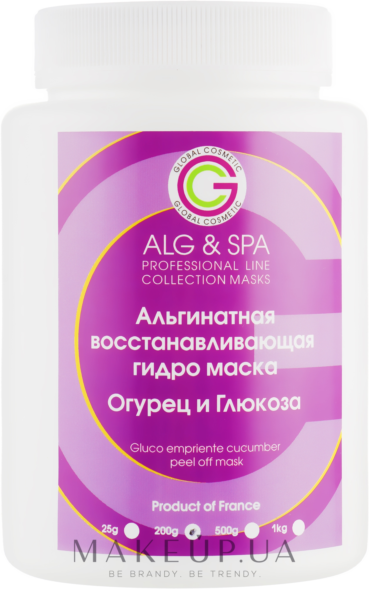 Альгінатна відновлювальна гідромаска Огірок+Глюкоза - ALG & SPA Professional Line Collection Masks Peel off Mask Cucumber Glucoempreinte — фото 200g