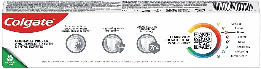 Зубна паста "Тотал Оріджинал" комплексна антибактеріальна - Colgate Total — фото N4