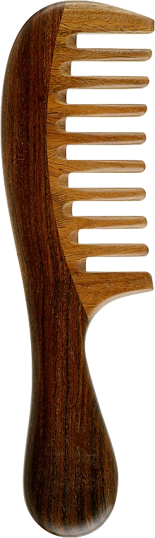 Расческа CS392 для волос, деревянная, жидкозубая с ручкой, комби сандал - Cosmo Shop