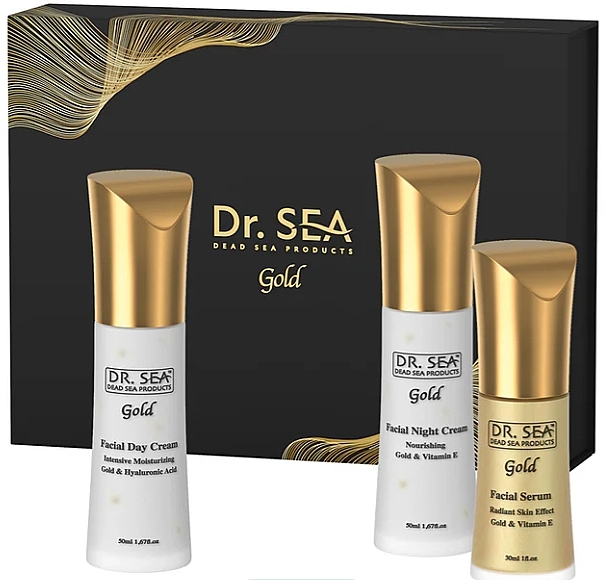 Набор - Dr.Sea Gift Gold Box 24 HR Daily (d/cr/50ml + n/cr/50ml + ser/30ml) — фото N1